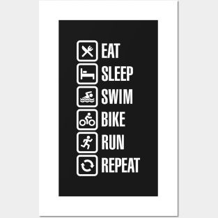 Eat sleep swim bike run repeat - triathlon Posters and Art